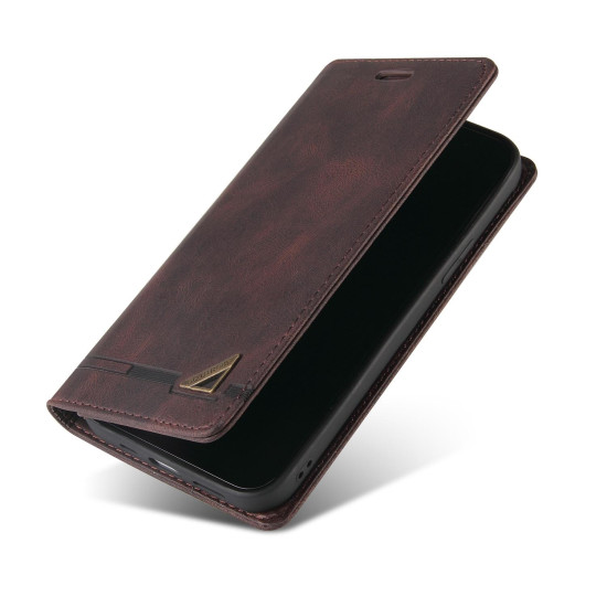 For Samsung Galaxy S24+ 5G Skin Feel Anti-theft Brush Horizontal Flip Leather Case with Holder(Brown)