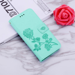 For Samsung Galaxy S24+ Rose Embossed Flip PU Leather Phone Case(Green)