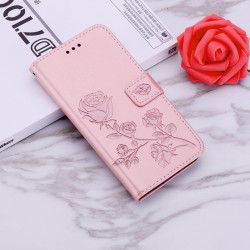 For Samsung Galaxy S24+ Rose Embossed Flip PU Leather Phone Case(Rose Gold)
