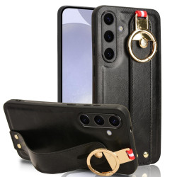 For Samsung Galaxy S24+ 5G Wristband Leather Back Phone Case(Black)