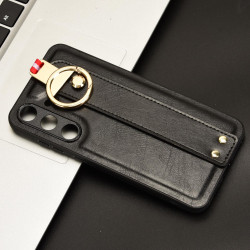 For Samsung Galaxy S24+ 5G Wristband Leather Back Phone Case(Black)
