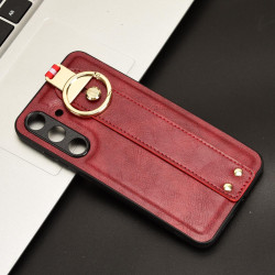For Samsung Galaxy S24+ 5G Wristband Leather Back Phone Case(Red)