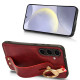 For Samsung Galaxy S24+ 5G Wristband Leather Back Phone Case(Red)