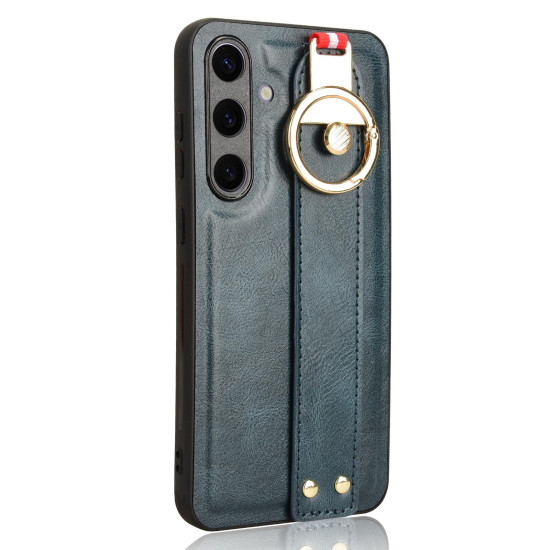 For Samsung Galaxy S24+ 5G Wristband Leather Back Phone Case(Blue)
