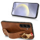 For Samsung Galaxy S24+ 5G Wristband Leather Back Phone Case(Brown)