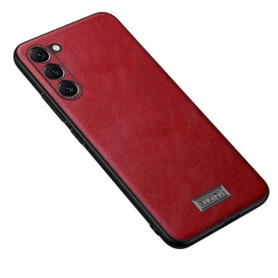 For Samsung Galaxy S23+ 5G SULADA Shockproof TPU Hybrid Handmade Leather Phone Case(Red)