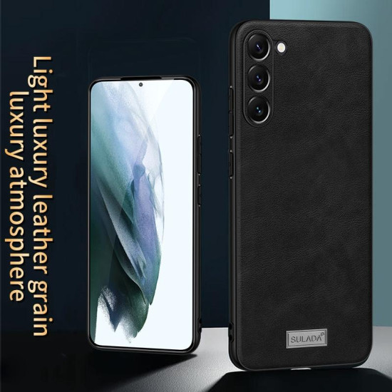 For Samsung Galaxy S24+ 5G SULADA Shockproof TPU Hybrid Handmade Leather Phone Case(Black)