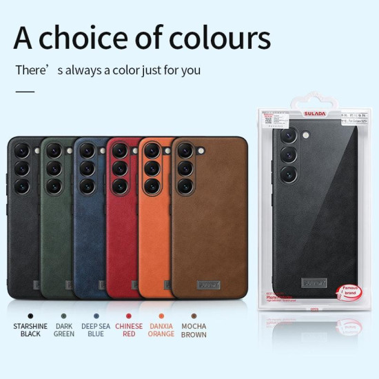 For Samsung Galaxy S24+ 5G SULADA Shockproof TPU Hybrid Handmade Leather Phone Case(Brown)