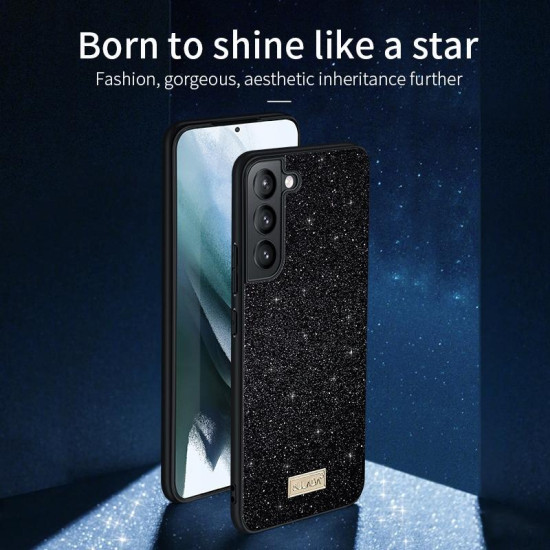 For Samsung Galaxy S24+ 5G SULADA Glittery TPU Hybrid Handmade Leather Phone Case(Red)