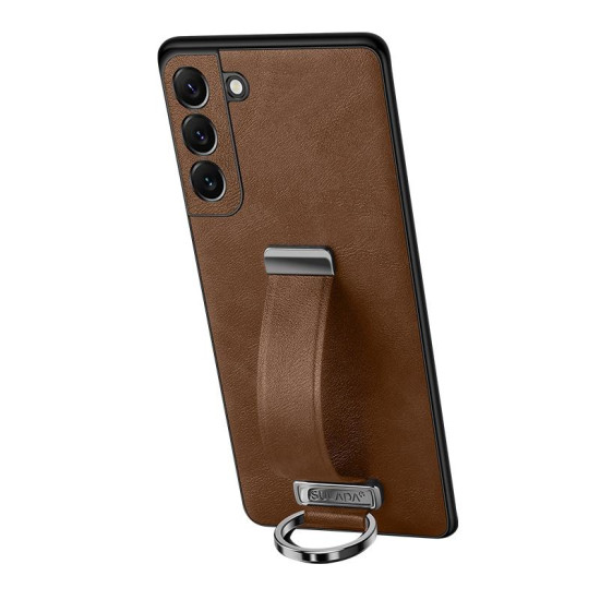 For Samsung Galaxy S23+ 5G SULADA PC Hybrid Leather Texture Skin Feel Shockproof Phone Case(Brown)
