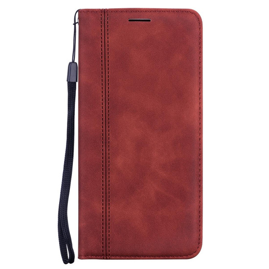 For Samsung Galaxy S24+ Frosted Business Magnetic Horizontal Flip PU Phone Case(Brown)
