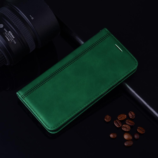 For Samsung Galaxy S24+ Frosted Business Magnetic Horizontal Flip PU Phone Case(Green)