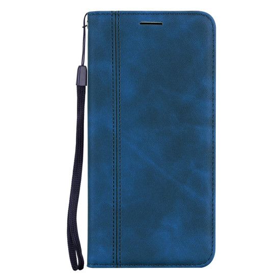 For Samsung Galaxy S24+ Frosted Business Magnetic Horizontal Flip PU Phone Case(Blue)