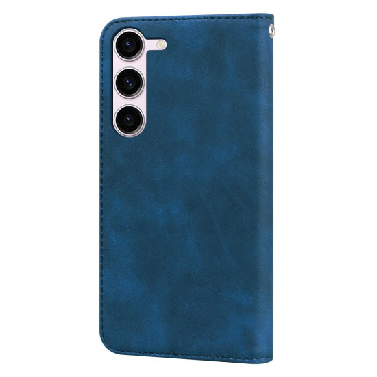 For Samsung Galaxy S24+ Frosted Business Magnetic Horizontal Flip PU Phone Case(Blue)