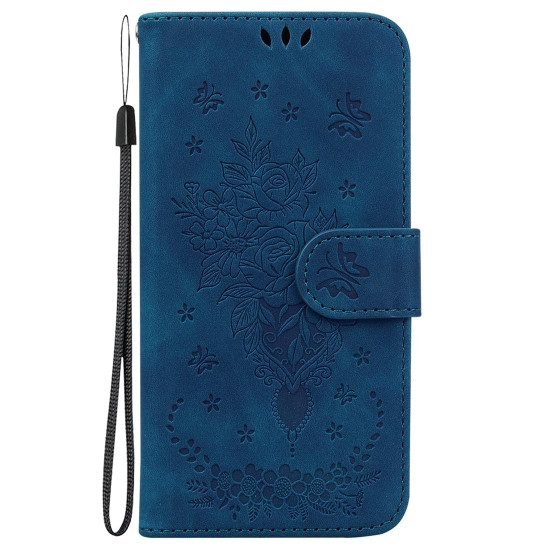 For Samsung Galaxy S24+ 5G Butterfly Rose Embossed Leather Phone Case(Blue)