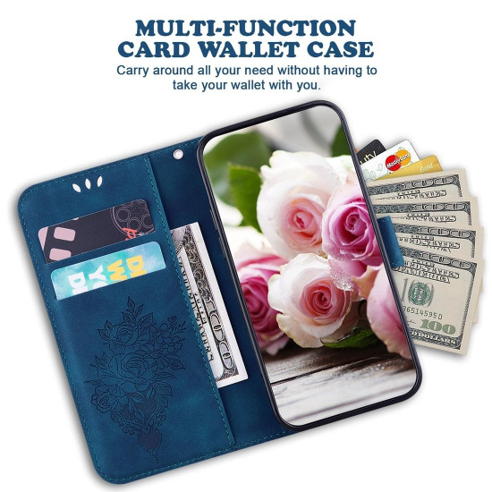For Samsung Galaxy S24+ 5G Butterfly Rose Embossed Leather Phone Case(Blue)