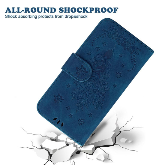 For Samsung Galaxy S24+ 5G Butterfly Rose Embossed Leather Phone Case(Blue)