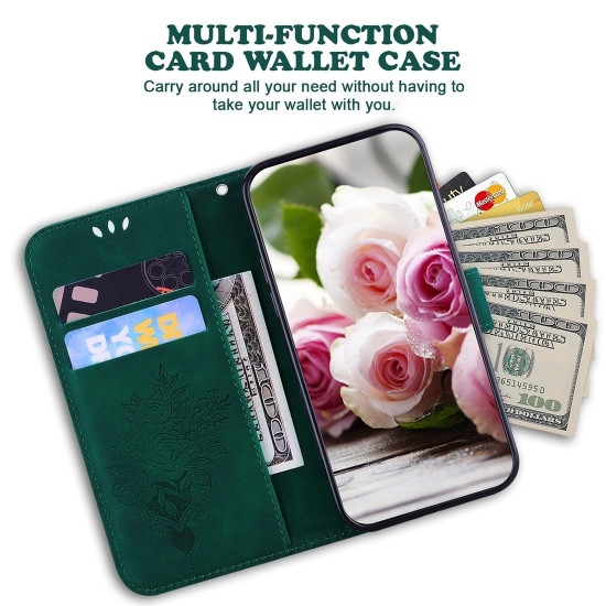 For Samsung Galaxy S24+ 5G Butterfly Rose Embossed Leather Phone Case(Green)