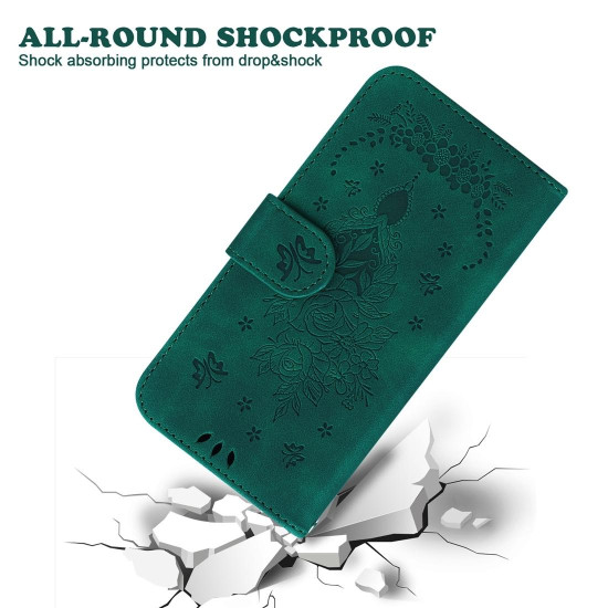 For Samsung Galaxy S24+ 5G Butterfly Rose Embossed Leather Phone Case(Green)