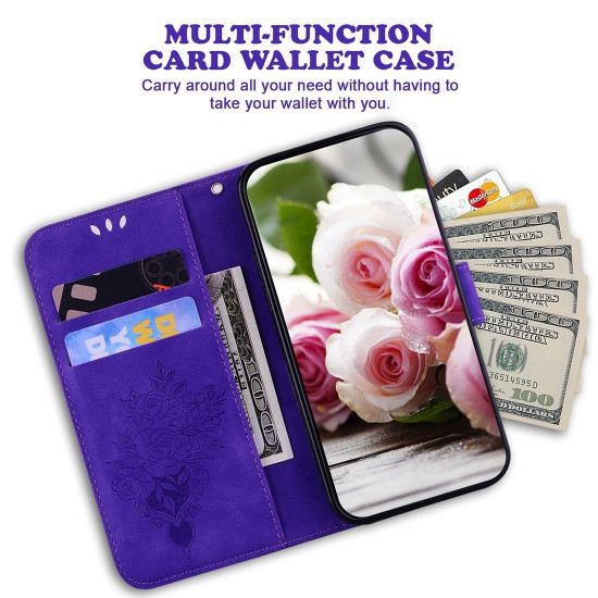 For Samsung Galaxy S24+ 5G Butterfly Rose Embossed Leather Phone Case(Purple)