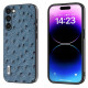 For Samsung Galaxy S23 5G ABEEL Genuine Leather Ostrich Texture Phone Case(Blue)