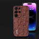 For Samsung Galaxy S23 5G ABEEL Genuine Leather Ostrich Texture Phone Case(Coffee)