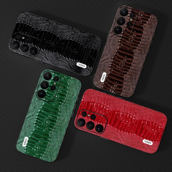 For Samsung Galaxy S23 5G ABEEL Genuine Leather Weilai Series Phone Case(Green)