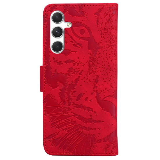 For Samsung Galaxy S24+ 5G Tiger Embossing Pattern Flip Leather Phone Case(Red)
