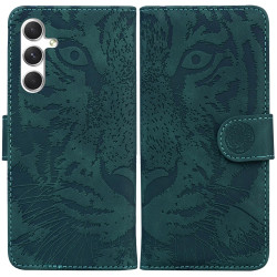 For Samsung Galaxy S24+ 5G Tiger Embossing Pattern Flip Leather Phone Case(Green)