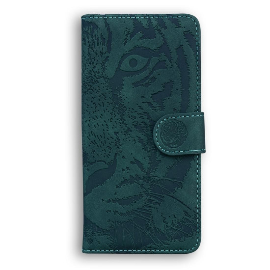 For Samsung Galaxy S24+ 5G Tiger Embossing Pattern Flip Leather Phone Case(Green)