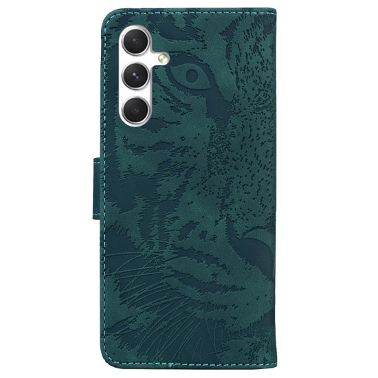 For Samsung Galaxy S24+ 5G Tiger Embossing Pattern Flip Leather Phone Case(Green)