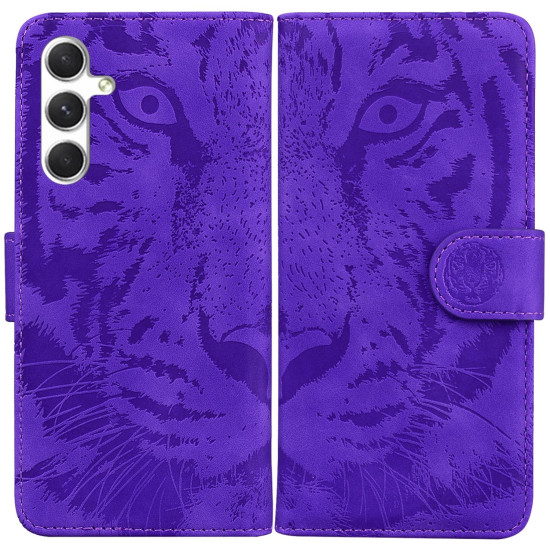 For Samsung Galaxy S24+ 5G Tiger Embossing Pattern Flip Leather Phone Case(Purple)