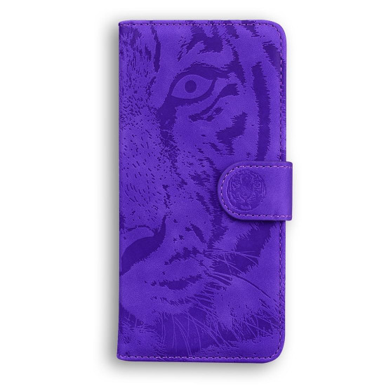 For Samsung Galaxy S24+ 5G Tiger Embossing Pattern Flip Leather Phone Case(Purple)