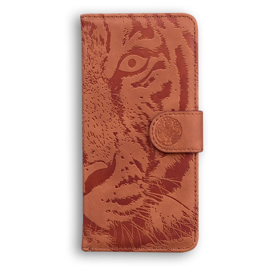 For Samsung Galaxy S24+ 5G Tiger Embossing Pattern Flip Leather Phone Case(Brown)