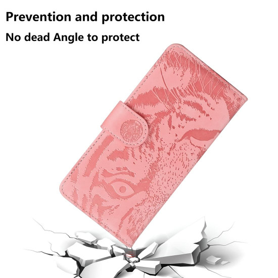 For Samsung Galaxy S24+ 5G Tiger Embossing Pattern Flip Leather Phone Case(Pink)
