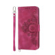 For Samsung Galaxy S24+ 5G Skin-feel Flowers Embossed Wallet Leather Phone Case(Wine Red)