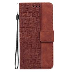 For Samsung Galaxy S24+ 5G Geometric Embossed Leather Phone Case(Brown)