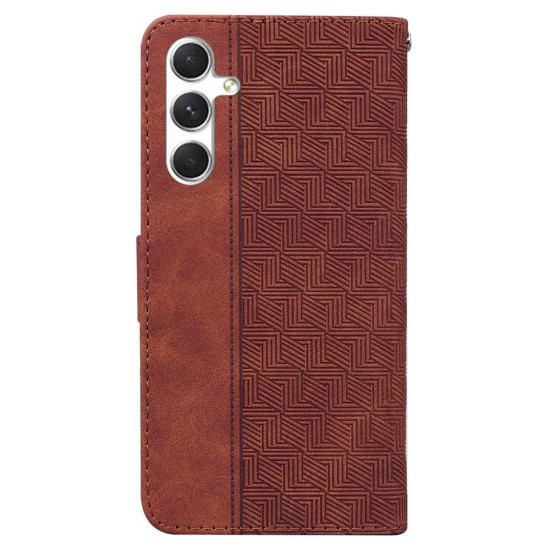 For Samsung Galaxy S24+ 5G Geometric Embossed Leather Phone Case(Brown)