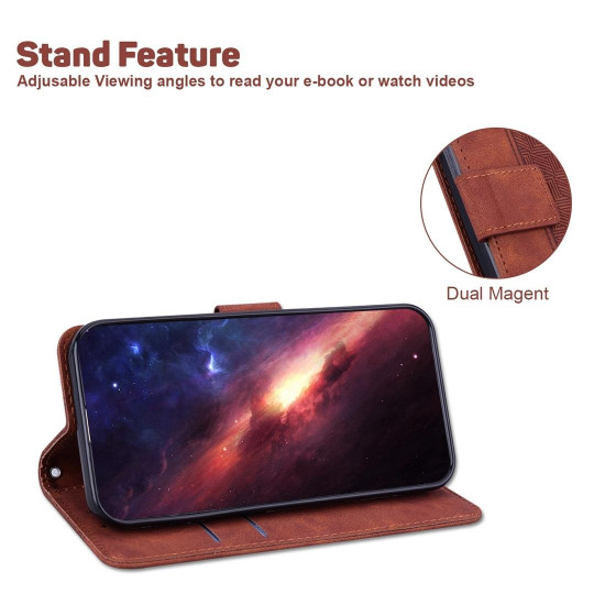 For Samsung Galaxy S24+ 5G Geometric Embossed Leather Phone Case(Brown)