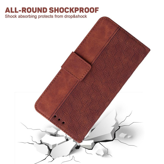 For Samsung Galaxy S24+ 5G Geometric Embossed Leather Phone Case(Brown)