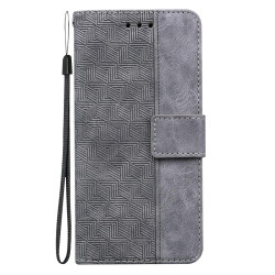 For Samsung Galaxy S24+ 5G Geometric Embossed Leather Phone Case(Grey)