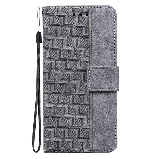 For Samsung Galaxy S24+ 5G Geometric Embossed Leather Phone Case(Grey)