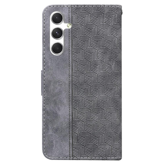 For Samsung Galaxy S24+ 5G Geometric Embossed Leather Phone Case(Grey)