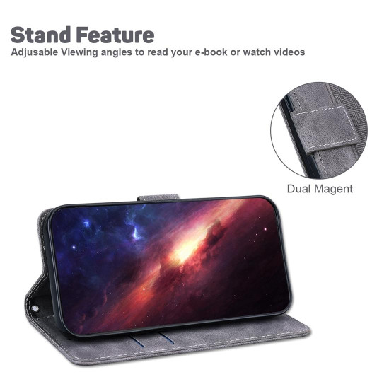 For Samsung Galaxy S24+ 5G Geometric Embossed Leather Phone Case(Grey)