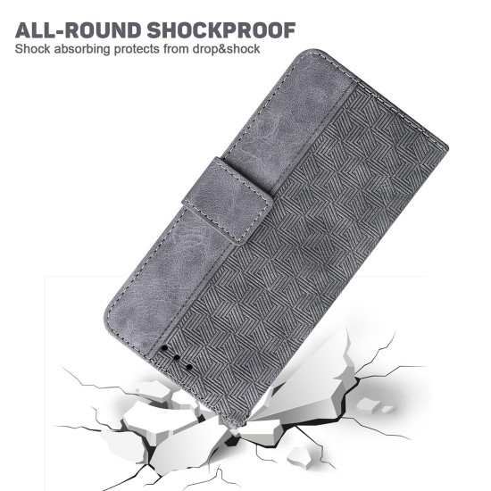 For Samsung Galaxy S24+ 5G Geometric Embossed Leather Phone Case(Grey)