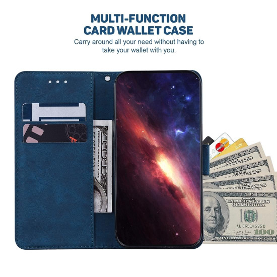 For Samsung Galaxy S24+ 5G Geometric Embossed Leather Phone Case(Blue)