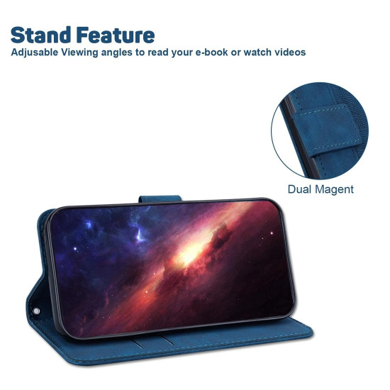 For Samsung Galaxy S24+ 5G Geometric Embossed Leather Phone Case(Blue)