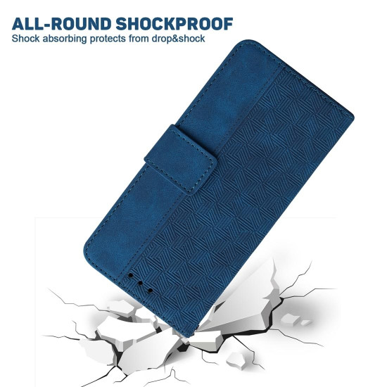 For Samsung Galaxy S24+ 5G Geometric Embossed Leather Phone Case(Blue)