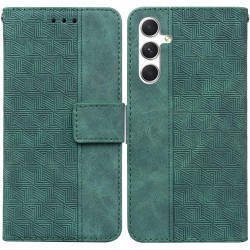 For Samsung Galaxy S24+ 5G Geometric Embossed Leather Phone Case(Green)