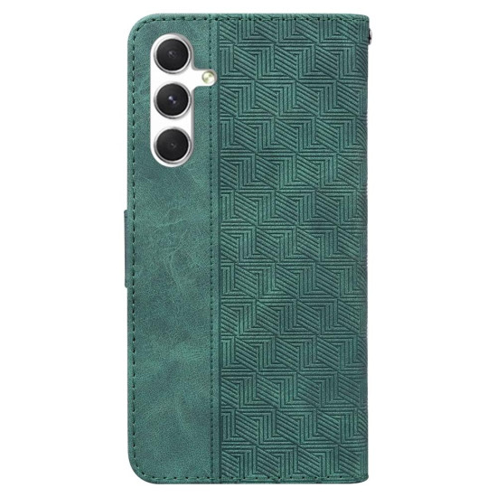 For Samsung Galaxy S24+ 5G Geometric Embossed Leather Phone Case(Green)